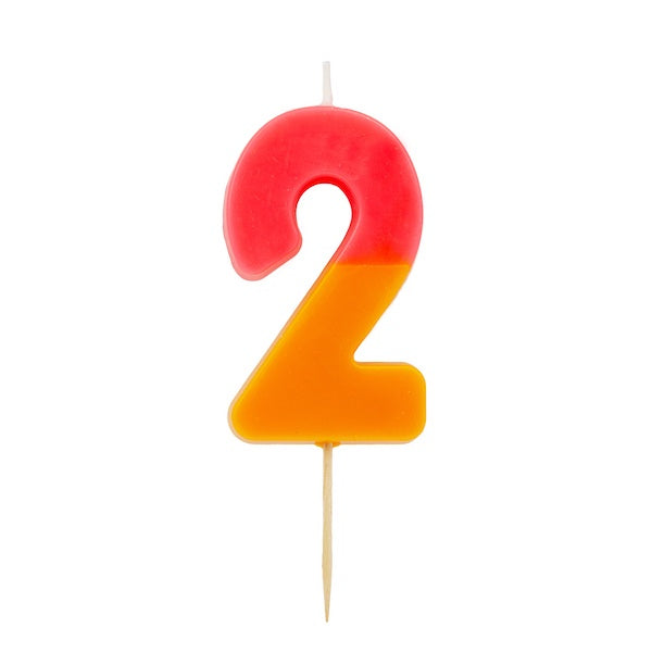 Orange and Pink Birthday Candle Number 2