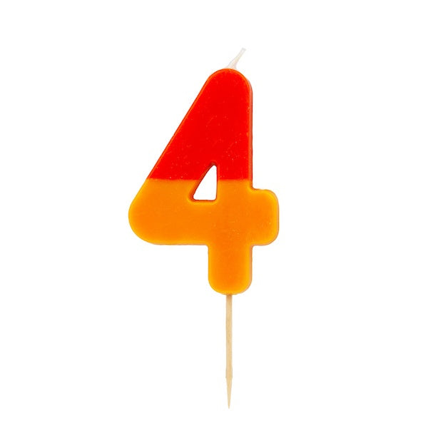 Orange and Red Birthday Candle Number 4