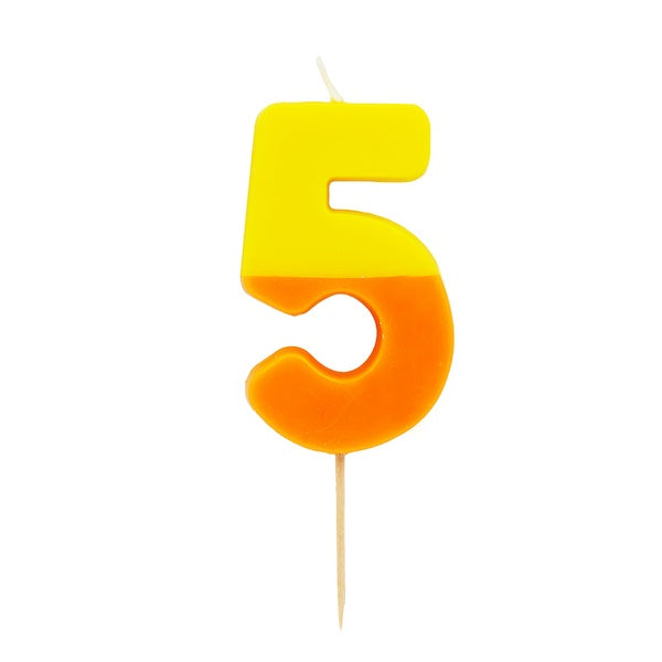 Orange and Yellow Birthday Candle Number 5