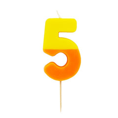 Orange and Yellow Birthday Candle Number 5