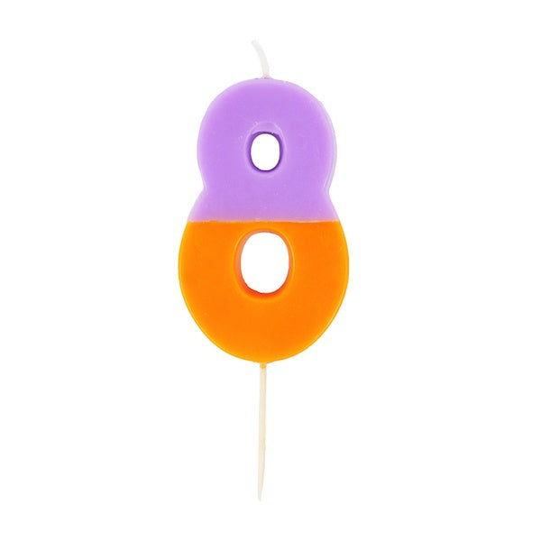 Orange and Purple Birthday Candle Number 8