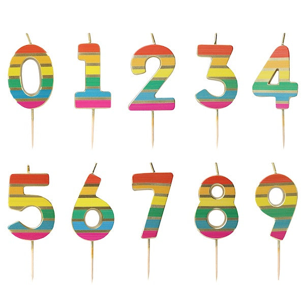 Rainbow and Gold Number Candle