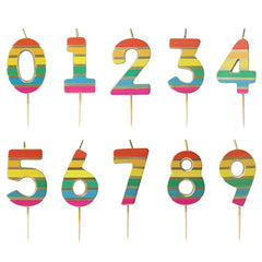 Rainbow and Gold Number Candle