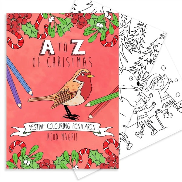 A to Z Christmas Colouring In Postcard Set