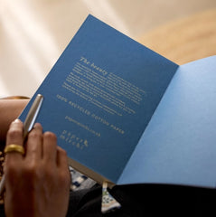 Block Printed Ruled A5 Notebook - Trellis Indigo