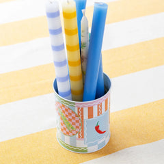 Blue & White Stripe Dinner Candle