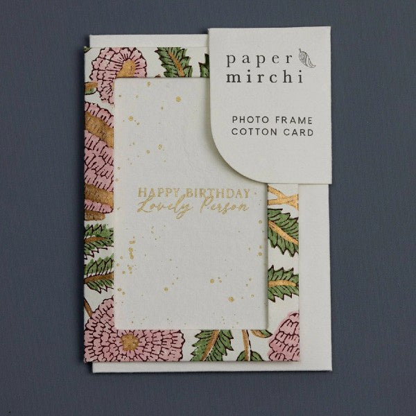 Marigold Glitz Blush Keepsake Happy Birthday Block Printed Greeting Card