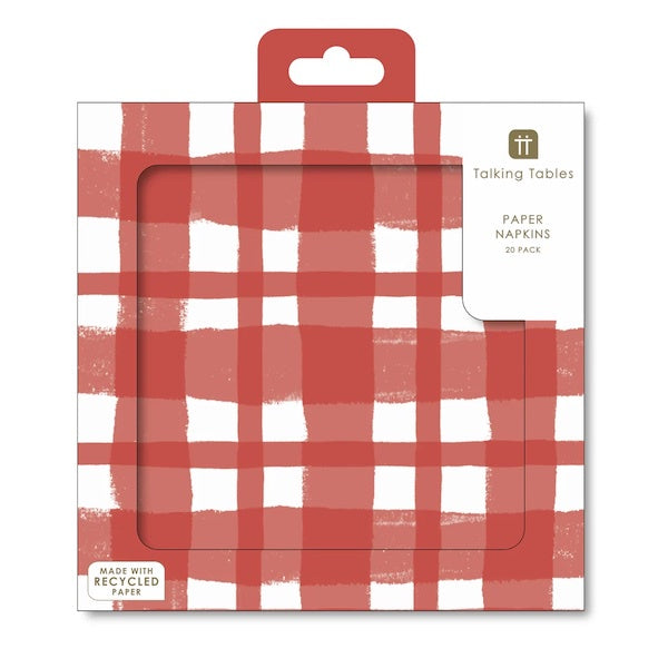 Bon Appetit Red & White Check Napkins 20 Pack