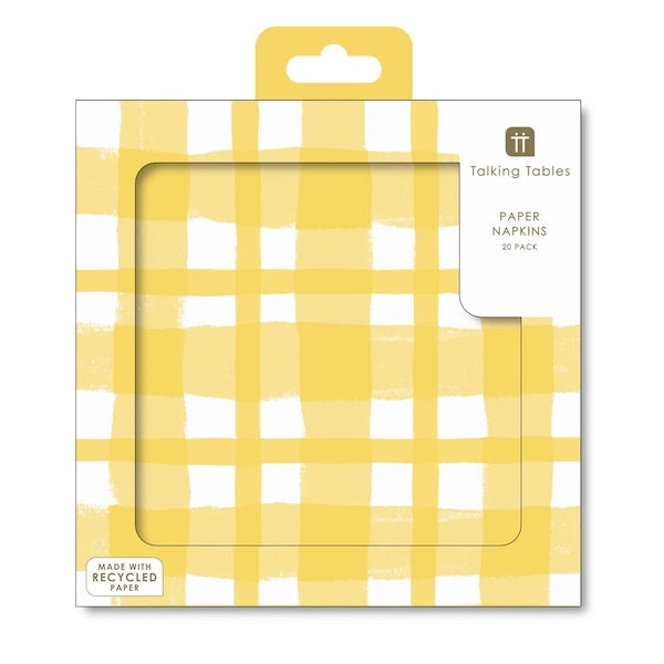 Bon Appetit Yellow & White Check Napkins 20 Pack