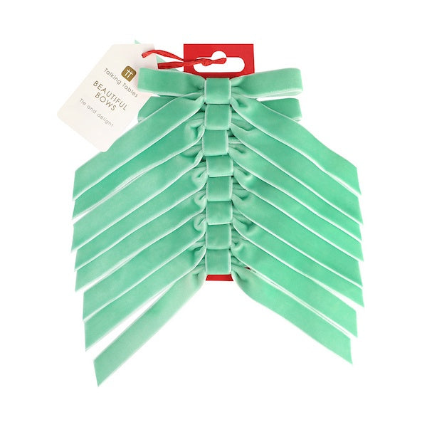 Candy Velvet Bows Green