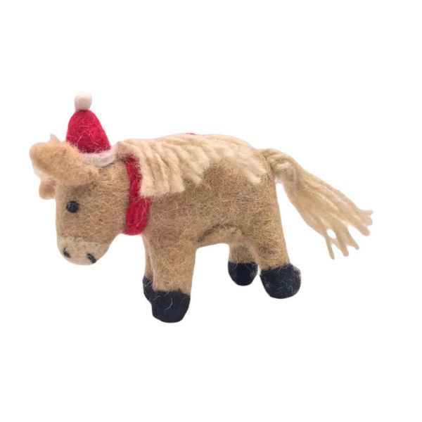 Shetland Pony with Hat & Scarf Decoration