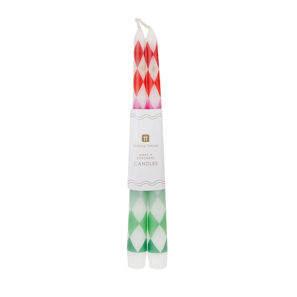 Candle Shop Taper Candles Red & Green Check