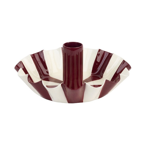 Burgundy Stripe Scalloped Holder