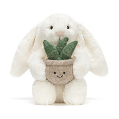 Cream Bunny with Plant