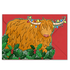Highland Cow Cut Out Christmas Card