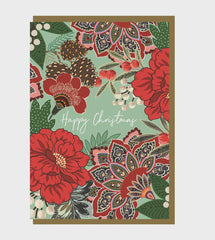 Floral Happy Christmas Card