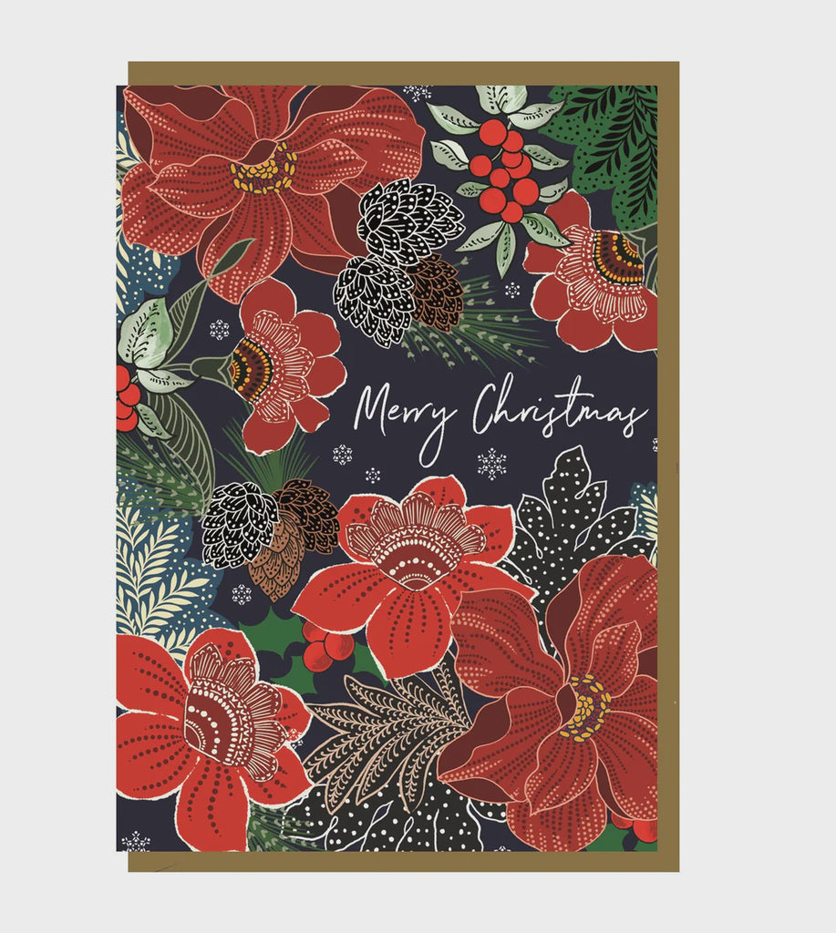 Floral Merry Christmas Card