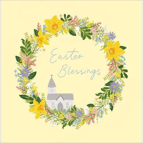 Easter Blessings Floral Wreath Card