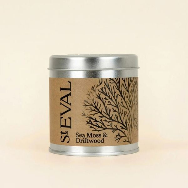 Sea Moss and Driftwood Scented Tin Candle