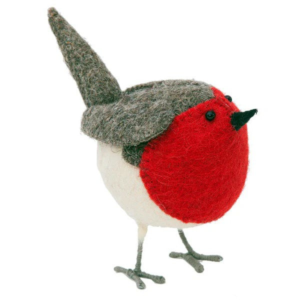 Small Velvet Classic Standing Robin 12cm