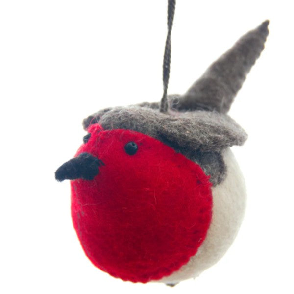 Semi Hanging Velvet Robin Decoration