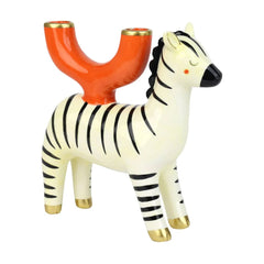 Hand-Painted Zebra Ceramic Candle Holder
