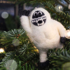 Handmade Felt Yeti Biodegradable Hanging Decoration