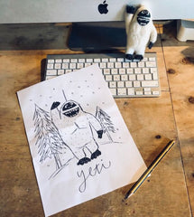 Handmade Felt Yeti Biodegradable Hanging Decoration