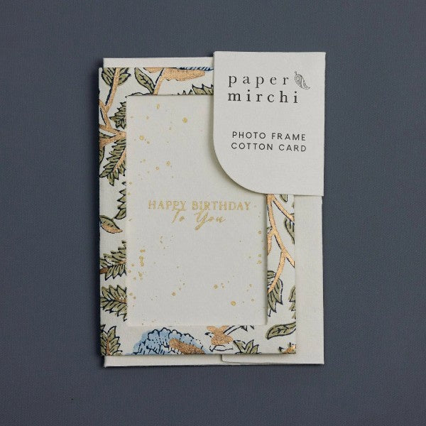 Marigold Glitz Blue Stone Keepsake Happy Birthday Block Printed Greeting Card