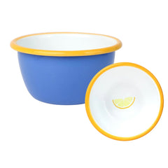 Lemon Blue Enamel Bowl - 10cm