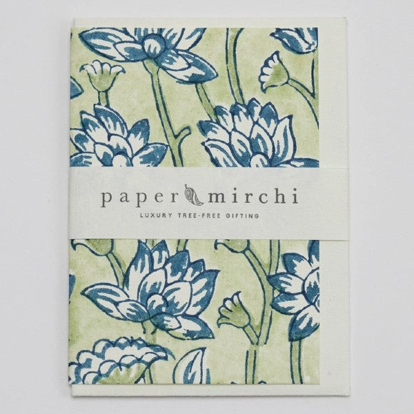 Lotus Indigo Block Printed Greeting Card