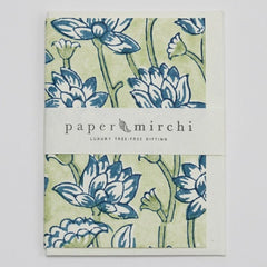 Lotus Indigo Block Printed Greeting Card