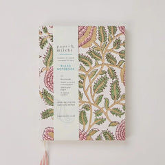 Block Printed Ruled A5 Notebook Marigold Glitz Blush