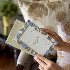 Marigold Glitz Blue Stone Keepsake Happy Birthday Block Printed Greeting Card