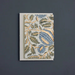 Marigold Glitz Blue Stone Keepsake Happy Birthday Block Printed Greeting Card