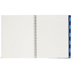 Nela Large Wirebound Spiral Notebook in Blue Check