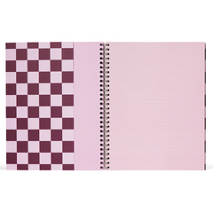 Nela Large Wirebound Spiral Notebook in Bordeaux Check