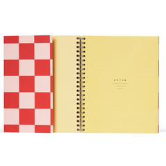 Nela Medium Wirebound Spiral Notebook in Orange Check