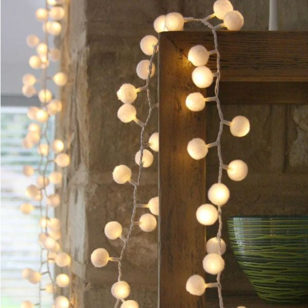 White Pom Pom String Lights