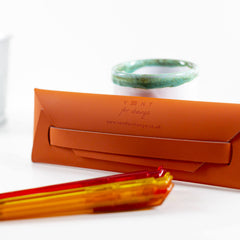 Pink Recycled Leather Pen and Pencil Pouch