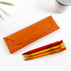 Pink Recycled Leather Pen and Pencil Pouch