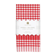 Red Gingham Fabric Napkins / Tea Towel