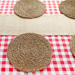 Red Gingham Fabric Tablecloth