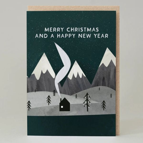 Merry Christmas and a Happy New Year Night Landscape Christmas Card