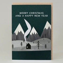 Merry Christmas and a Happy New Year Night Landscape Christmas Card