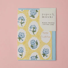 Scallop Tiles Alaska Happy Birthday Block Printed Greeting Card