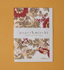 Wild Rose Winter Red Block Printed Greeting Card