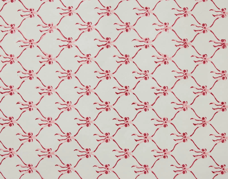 Bows Christmas Pudding Block Printed Sheet Wrap