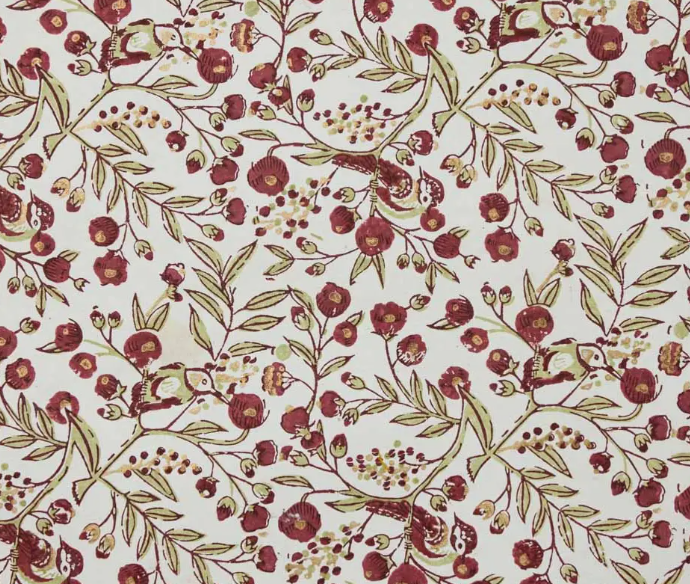 Songbird Scarlet Block Printed Sheet Wrap