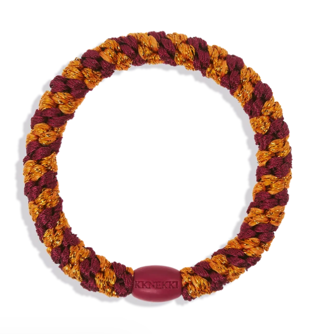 Kknekki Bordeaux Orange Glitter Stripe Hair Tie